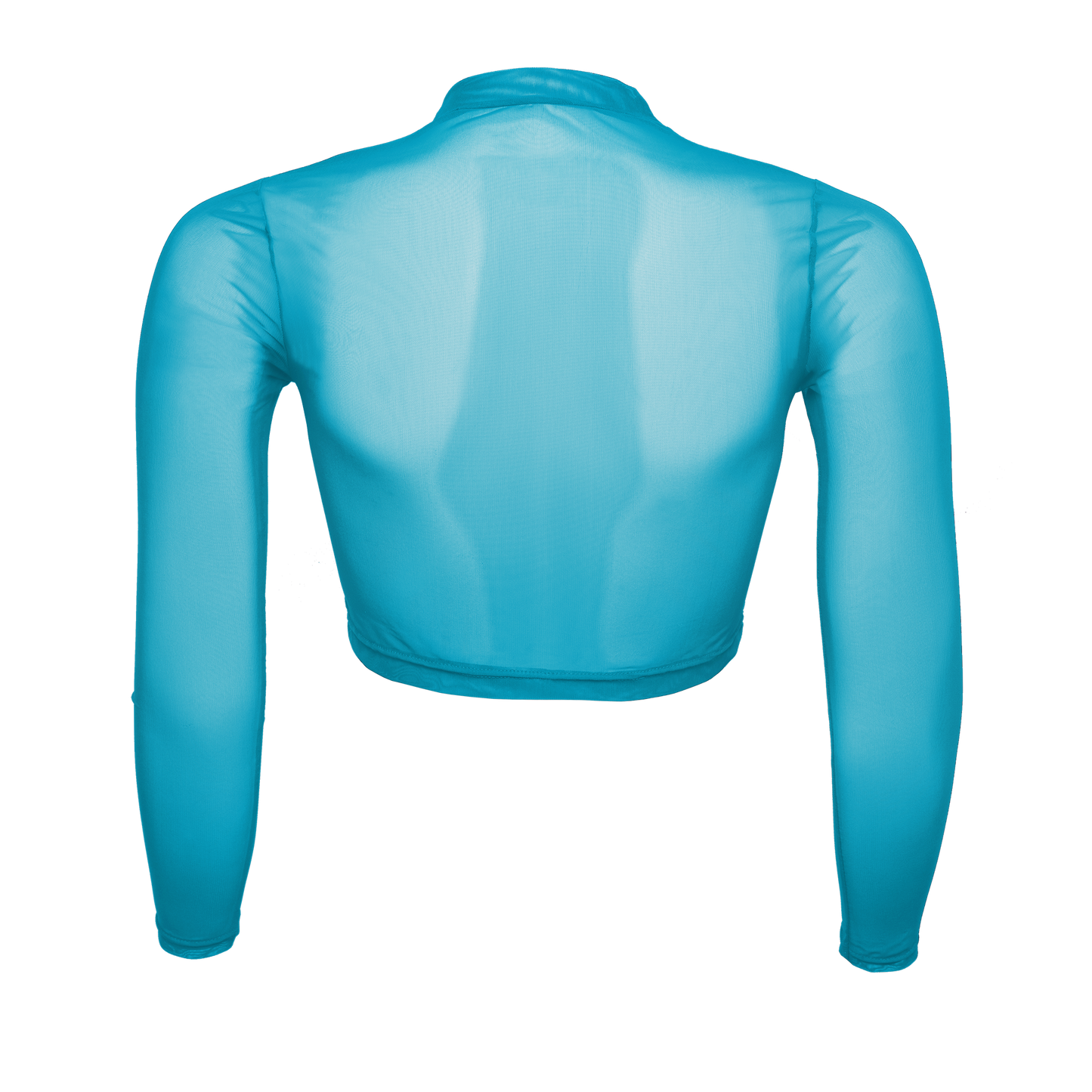 Langarm Crop-Top transparent, smaragd