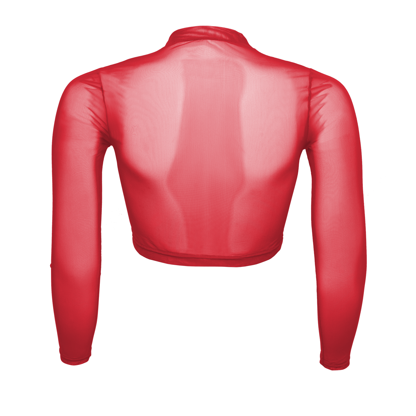 Langarm Crop-Top transparent, hellrot