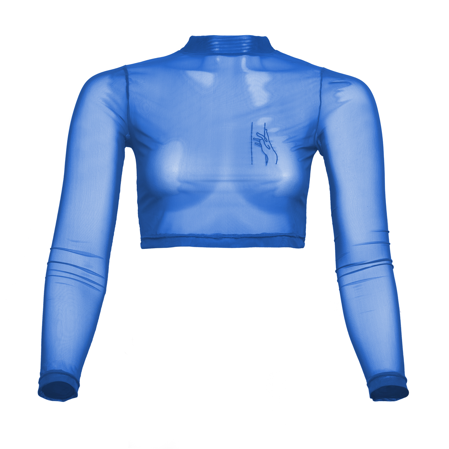 Langarm Crop-Top transparent, royalblau