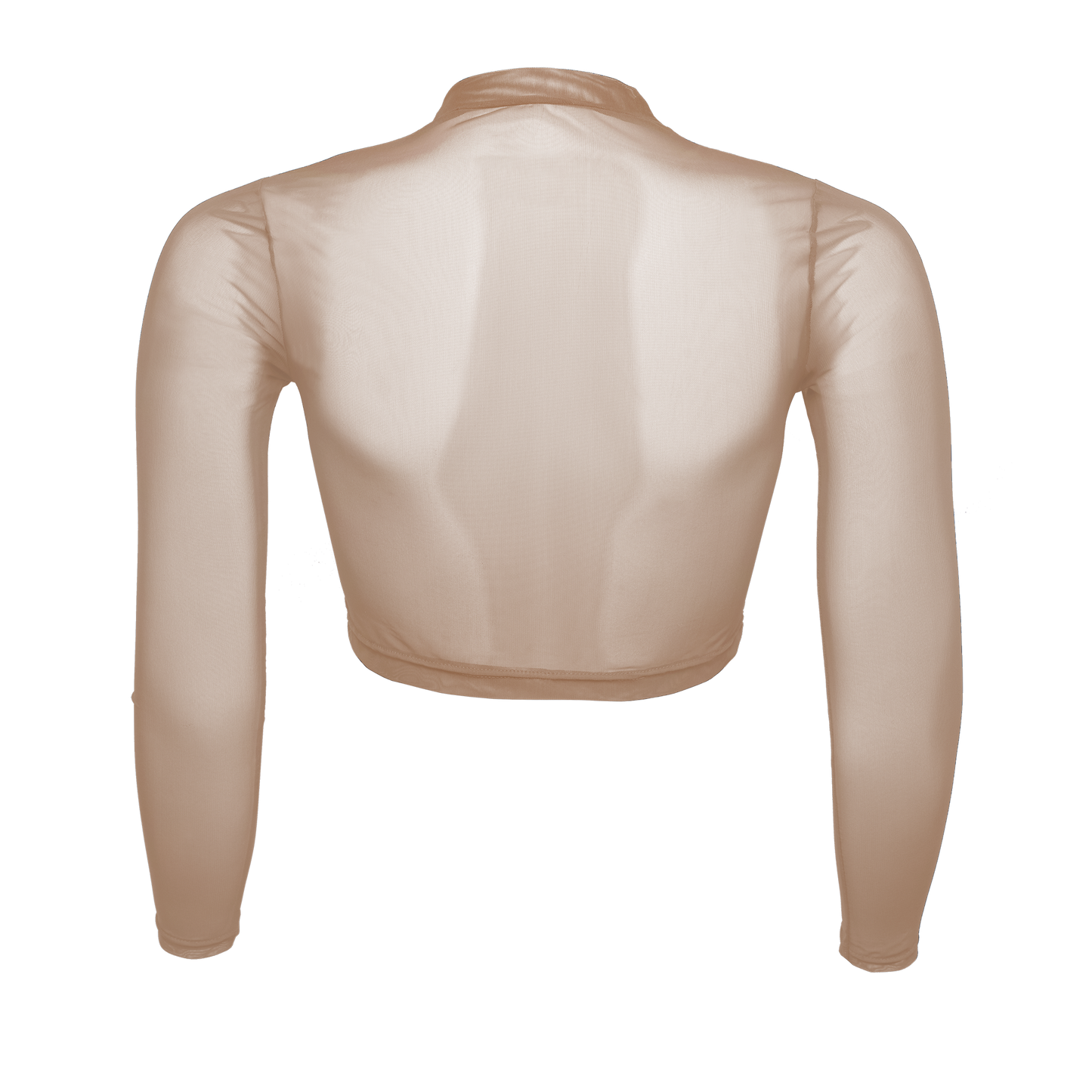 Langarm Crop-Top transparent, skin