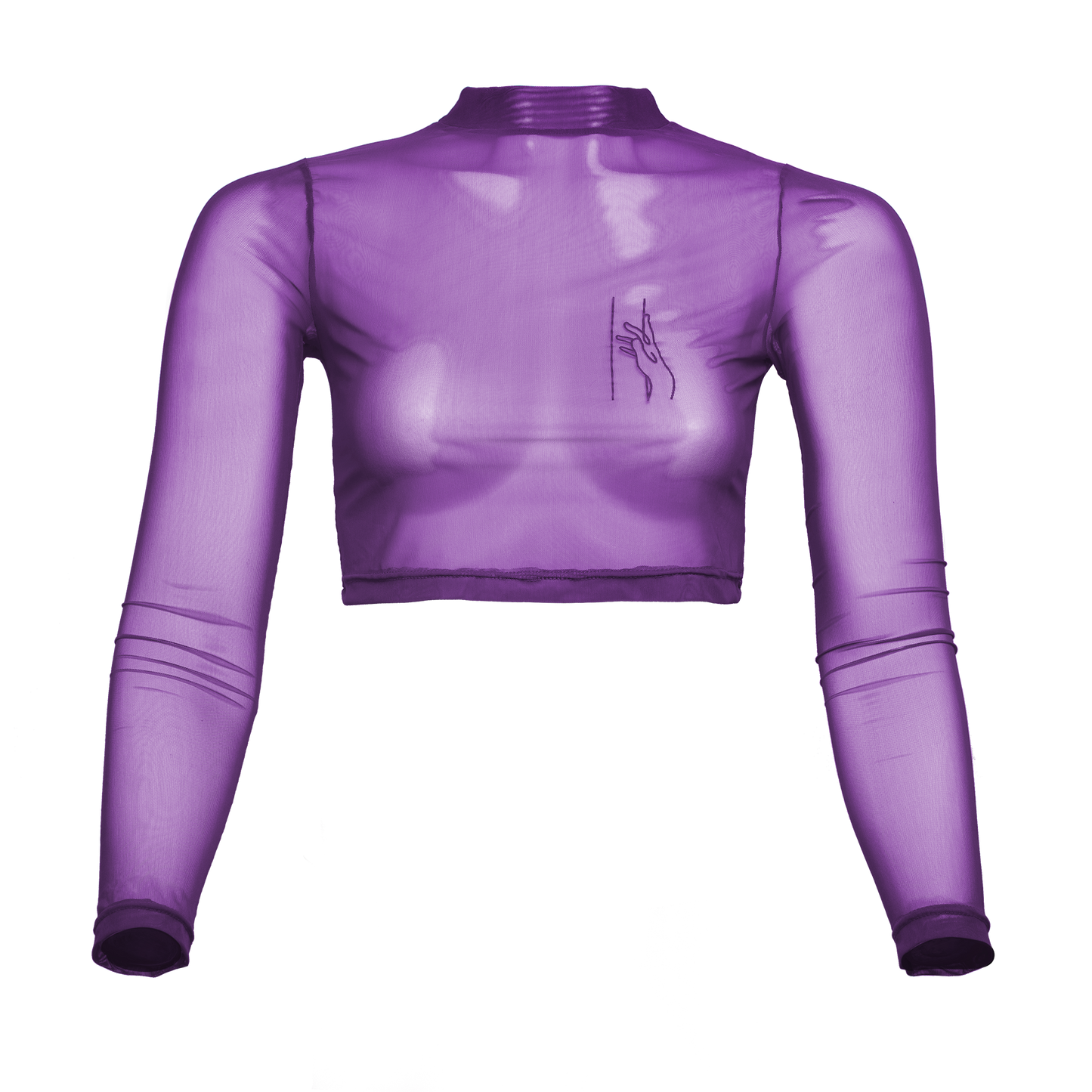 Langarm Crop-Top transparent, violett