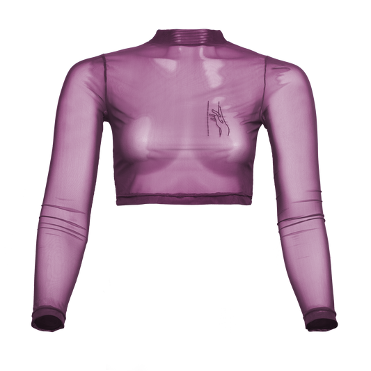 Langarm Crop-Top transparent, amethyst