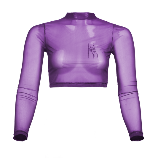 Langarm Crop-Top transparent, violett